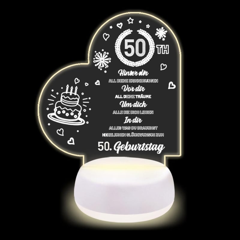 Acryl Nachtlicht 50. Geburtstag für Frauen und Männer
