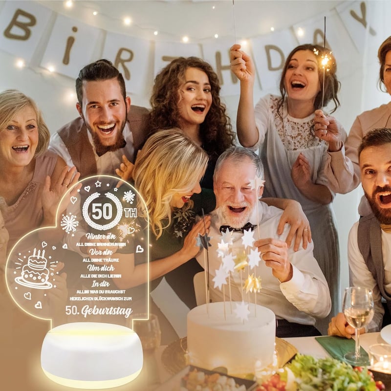 Acryl Nachtlicht 50. Geburtstag für Frauen und Männer