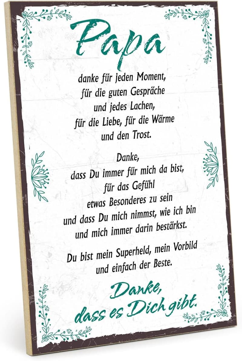 Danke Papa Holzschild im Vintage-Look – Geschenk für Väter und Familie