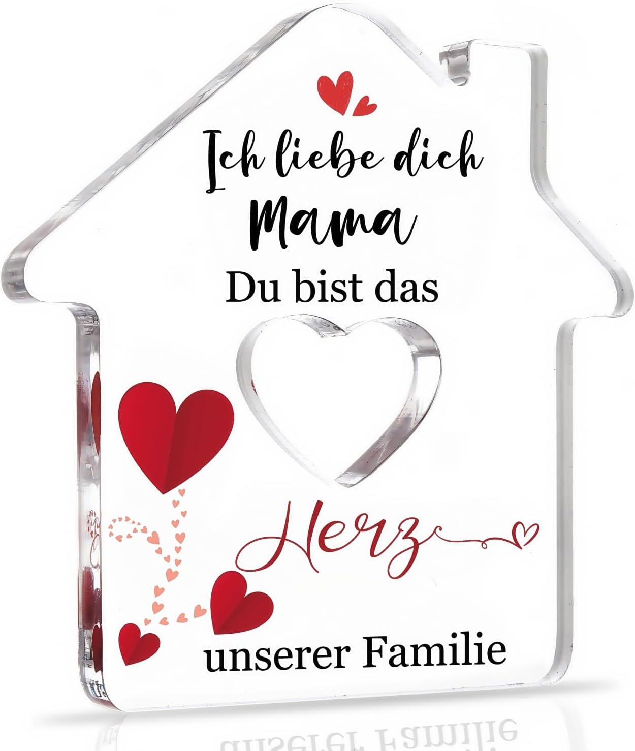 Hausförmige Acryl-Plakette als Muttertags- und Geburtstagsgeschenk für Mama