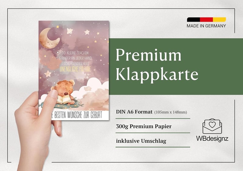 Glückwunschkarte zur Geburt - Bezaubernde Karte für Eltern (DIN A6)