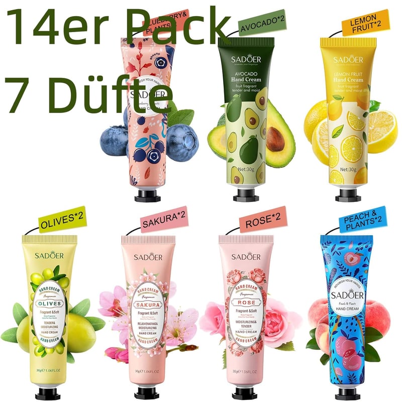 Winterliches Geschenkset: 14 Handcremes für trockene Hände (420ml)
