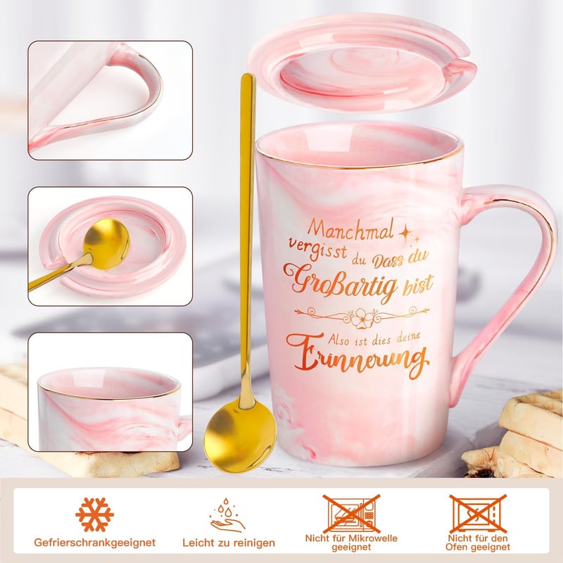 Muttertags-Geschenkset: Rosa 340ml Keramiktasse für Frauen