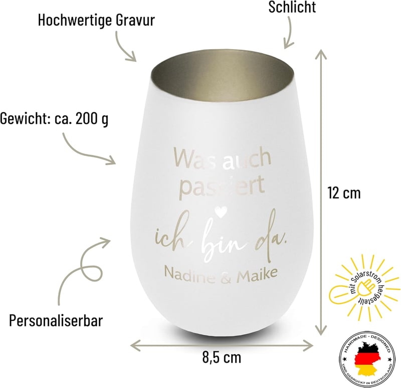 Personalisiertes Windlicht mit Gravur für Freundin – Geburtstags- und Freundschaftsgeschenk