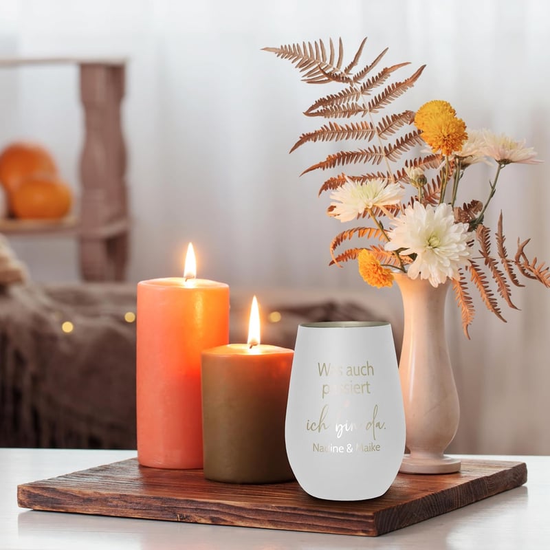 Personalisiertes Windlicht mit Gravur für Freundin – Geburtstags- und Freundschaftsgeschenk
