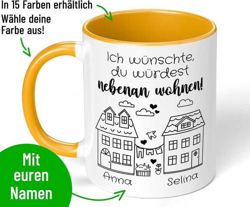 Personalisierte Freundschafts-Tasse für beste Freundin – 330ml Keramik