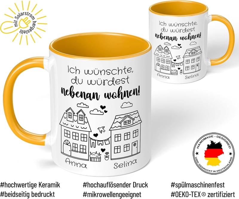 Personalisierte Freundschafts-Tasse für beste Freundin – 330ml Keramik
