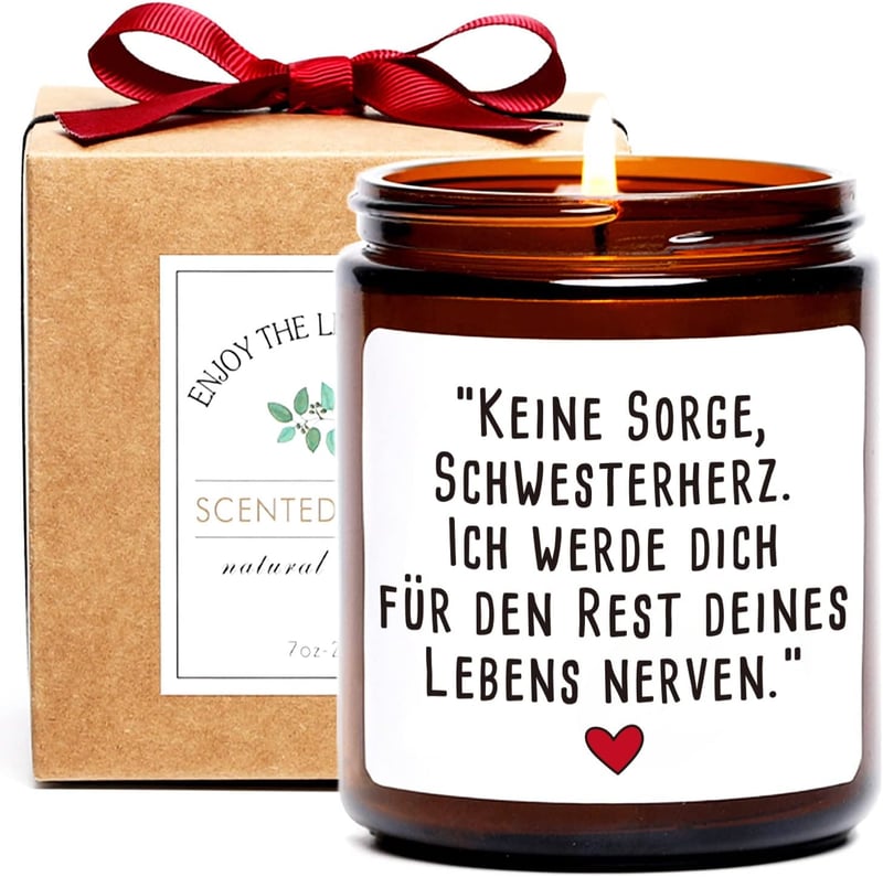 Lustige Duftkerze für Schwester – Geburtstagsgeschenk