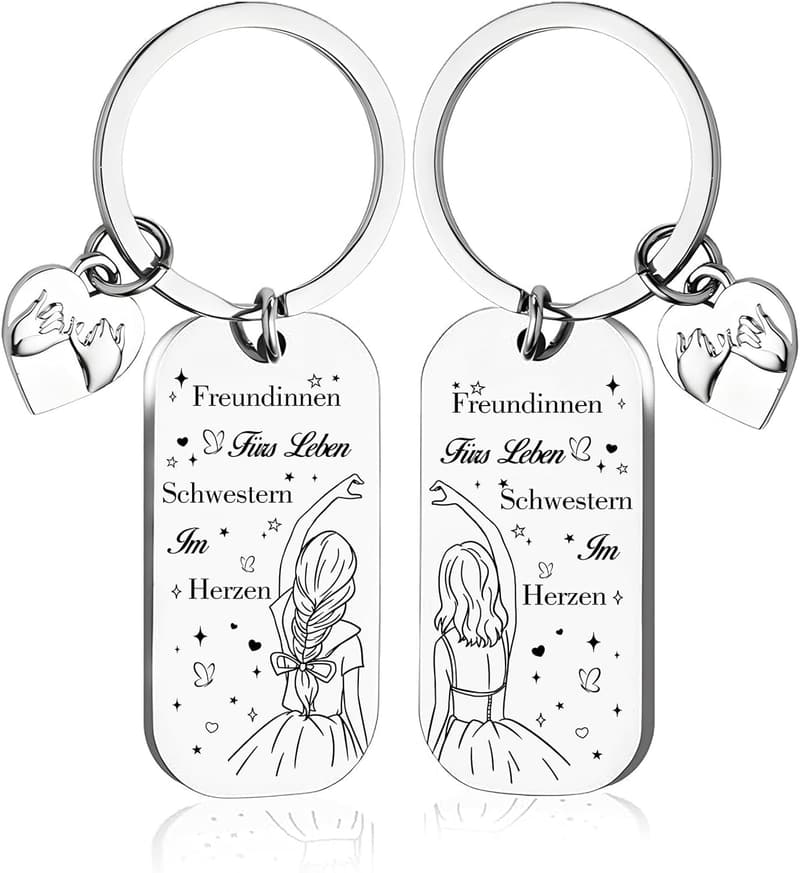 Freundschaftsgeschenk: 2 Schlüsselanhänger mit Herzgravur