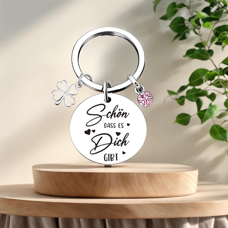Personalisierter Edelstahl-Schlüsselanhänger mit Gravur für Abschied