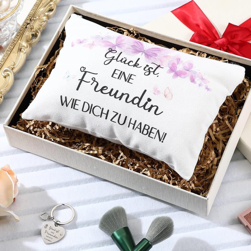 Geburtstagsgeschenk für beste Freundin - Kosmetiktasche mit Schlüsselanhänger