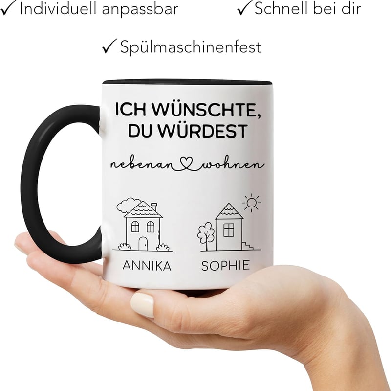 Personalisierte Freundschaftstasse für beste Freundin - Abschiedsgeschenk