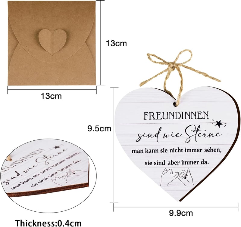 Herz-Karte für beste Freundin – 10x10cm, Dekoration für Geburtstage und Weihnachten