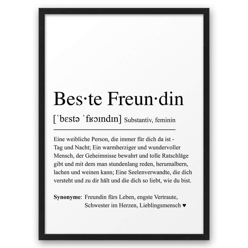 Definition Beste Freundin | Abouki Kunstdruck | Geschenk zum Geburtstag | DIN A4 ohne Rahmen
