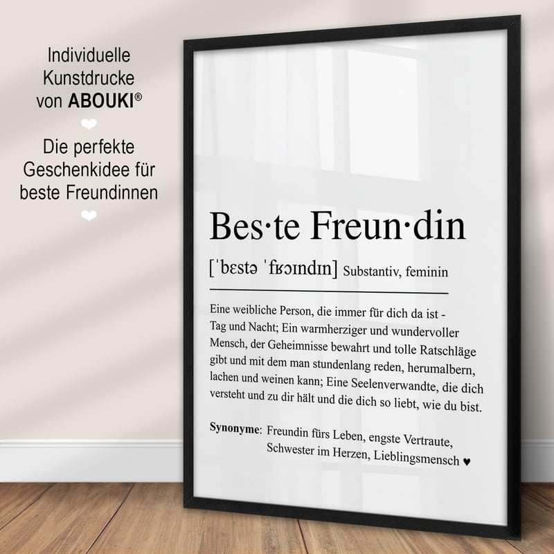 Definition Beste Freundin | Abouki Kunstdruck | Geschenk zum Geburtstag | DIN A4 ohne Rahmen