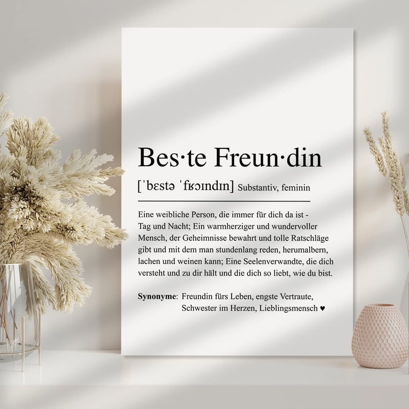 Definition Beste Freundin | Abouki Kunstdruck | Geschenk zum Geburtstag | DIN A4 ohne Rahmen