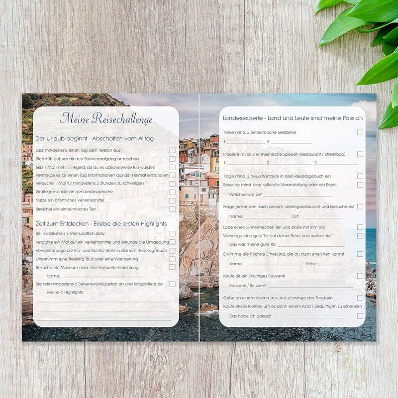 Reisetagebuch Italien & Sardinien mit Vorlagen und Fotos für Abenteurer
