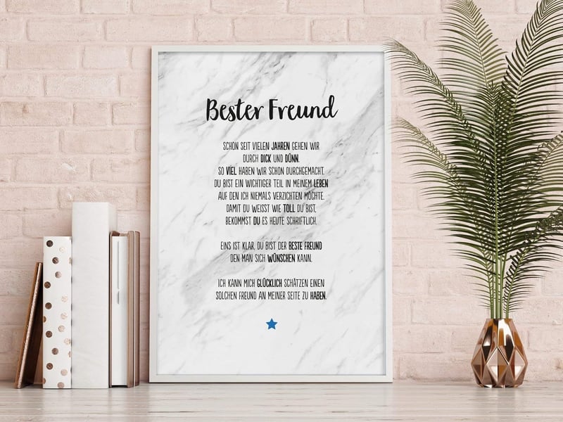 Geschenk-Karte zur Auszeichnung für den besten Freund – Kunstdruck A4
