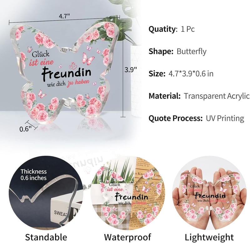 Schmetterlings Acryl Dekoschild für beste Freundin zum Geburtstag