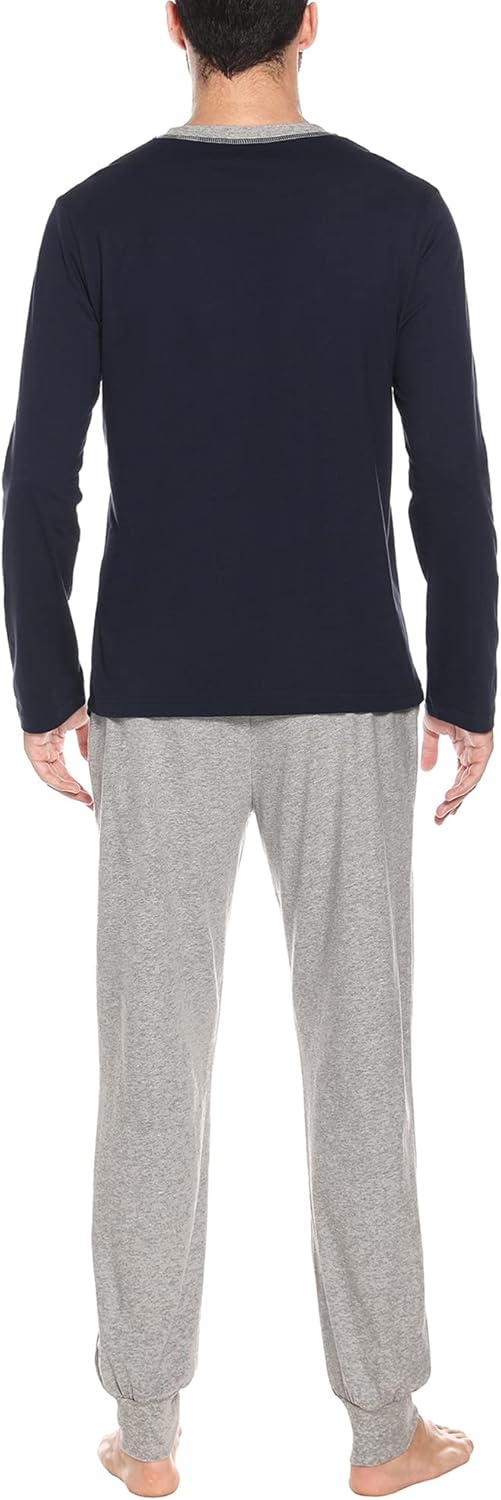 Herren Schlafanzug Set aus Baumwolle – Langarm Pyjama für Nachtwäsche