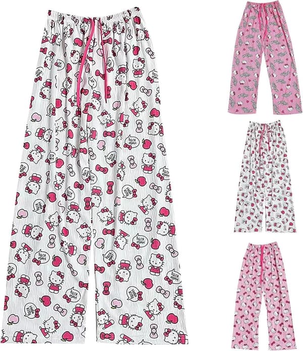 Kawaii Flanell Pyjama Hose für Damen – Bequeme Anime Schlafhose