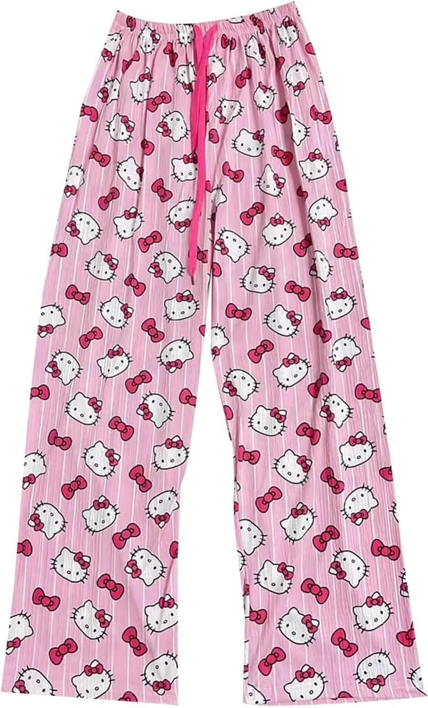 Kawaii Flanell Pyjama Hose für Damen – Bequeme Anime Schlafhose