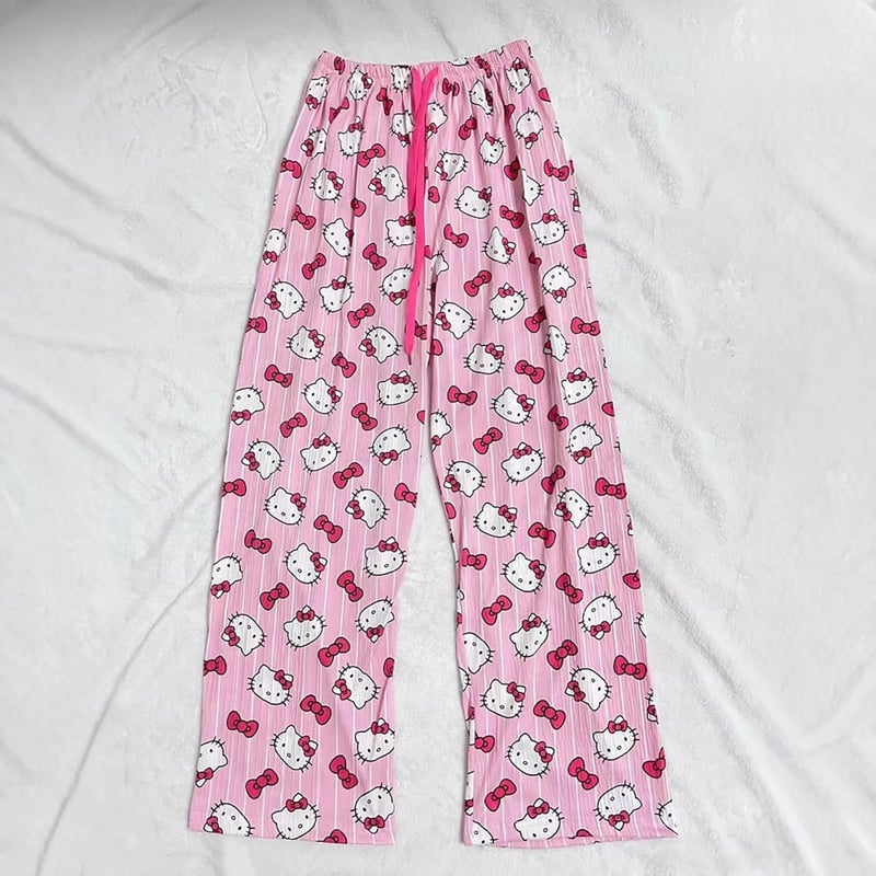Kawaii Flanell Pyjama Hose für Damen – Bequeme Anime Schlafhose