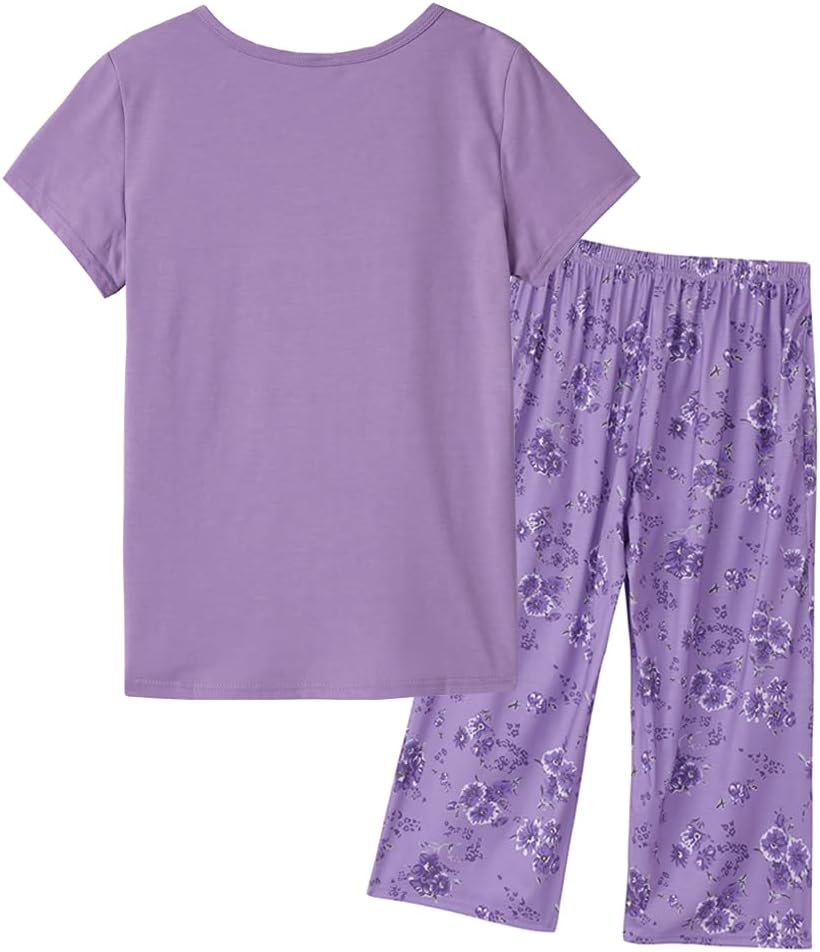 Damen Pyjama-Set mit kurzem Arm und Rotwein-Muster