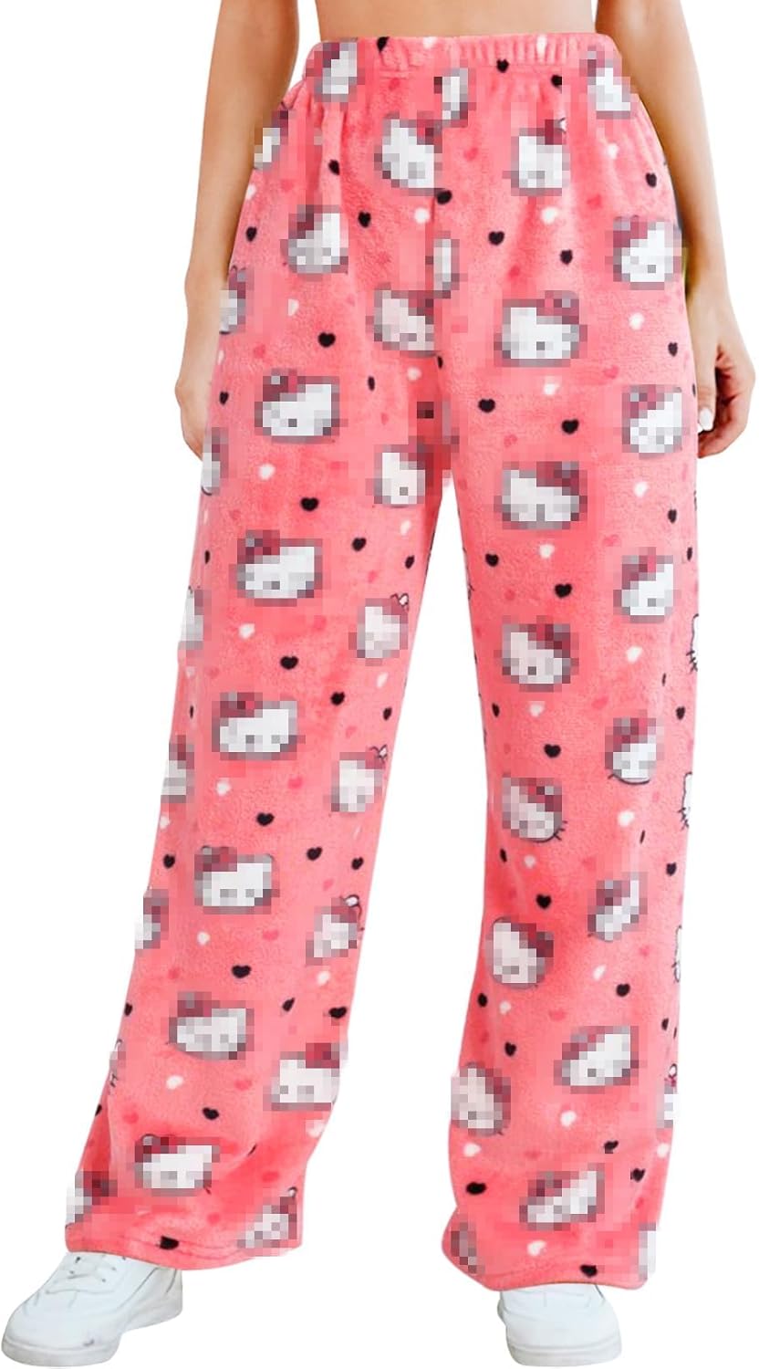Kawaii Katzen Pyjamahose für Damen, lange Schlafanzughose