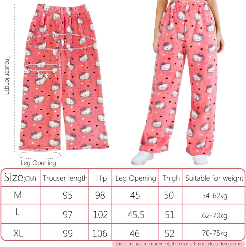 Kawaii Katzen Pyjamahose für Damen, lange Schlafanzughose