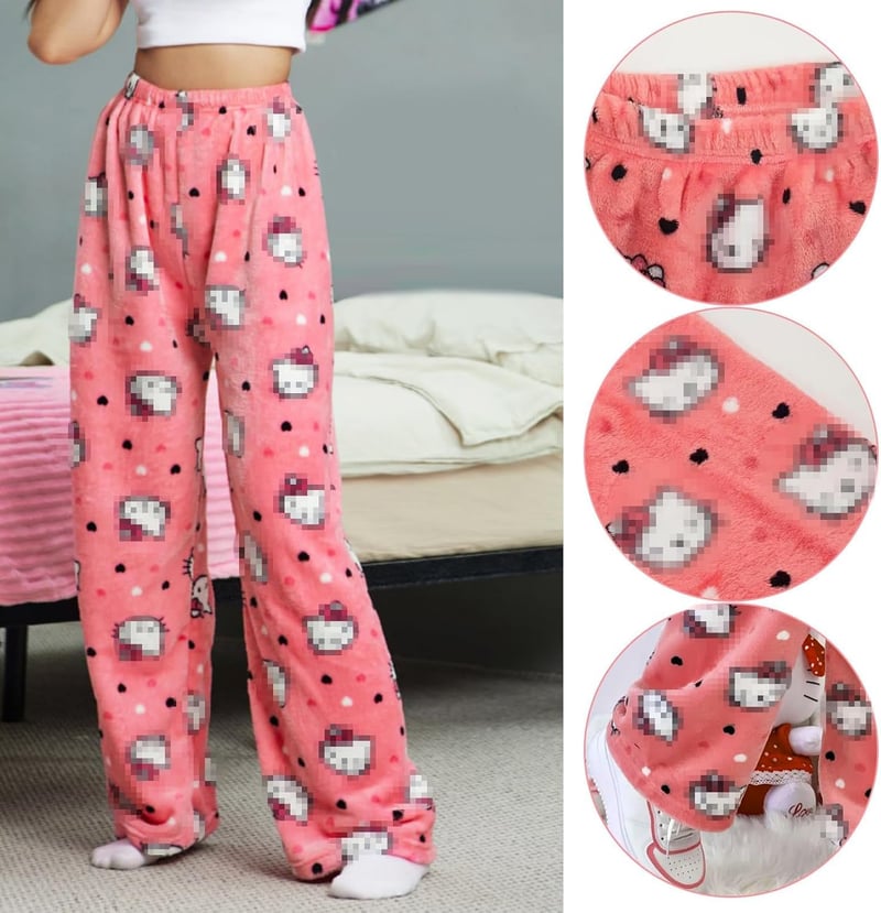 Kawaii Katzen Pyjamahose für Damen, lange Schlafanzughose