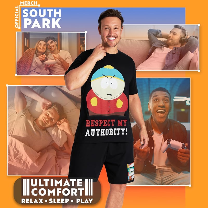 South Park Herren Pyjama Set – Lustige kurze Sommer Loungewear
