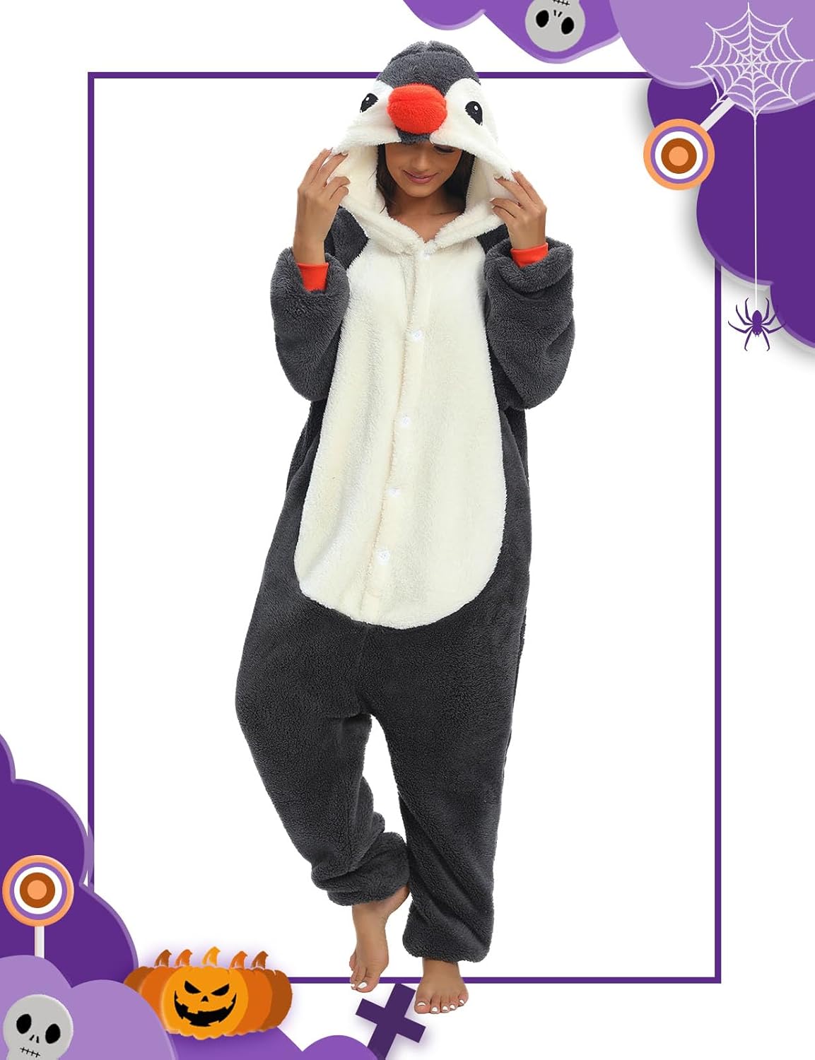 Kuscheliger Panda Jumpsuit für Damen und Herren mit Kapuze