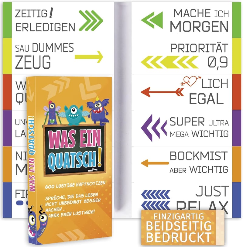 Witzige Haftnotizen Set (12 x 50 Blatt) – Bunte Klebezettel für Studenten