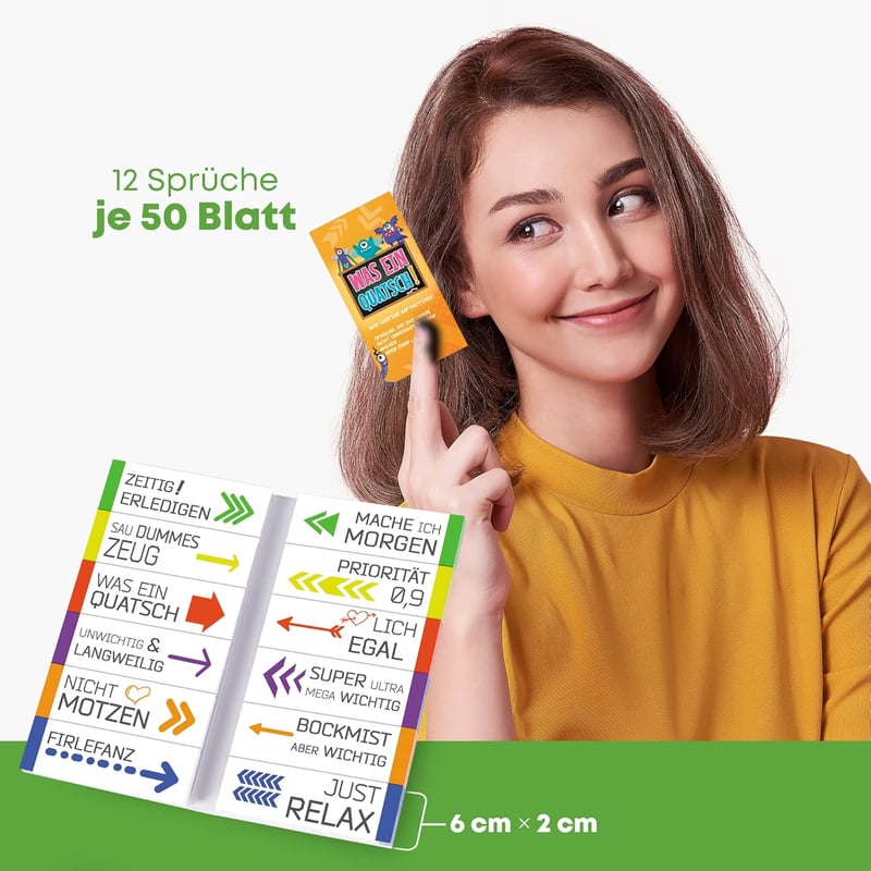 Witzige Haftnotizen Set (12 x 50 Blatt) – Bunte Klebezettel für Studenten