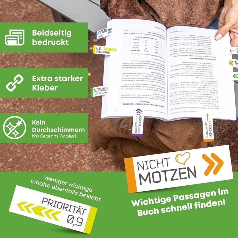 Witzige Haftnotizen Set (12 x 50 Blatt) – Bunte Klebezettel für Studenten