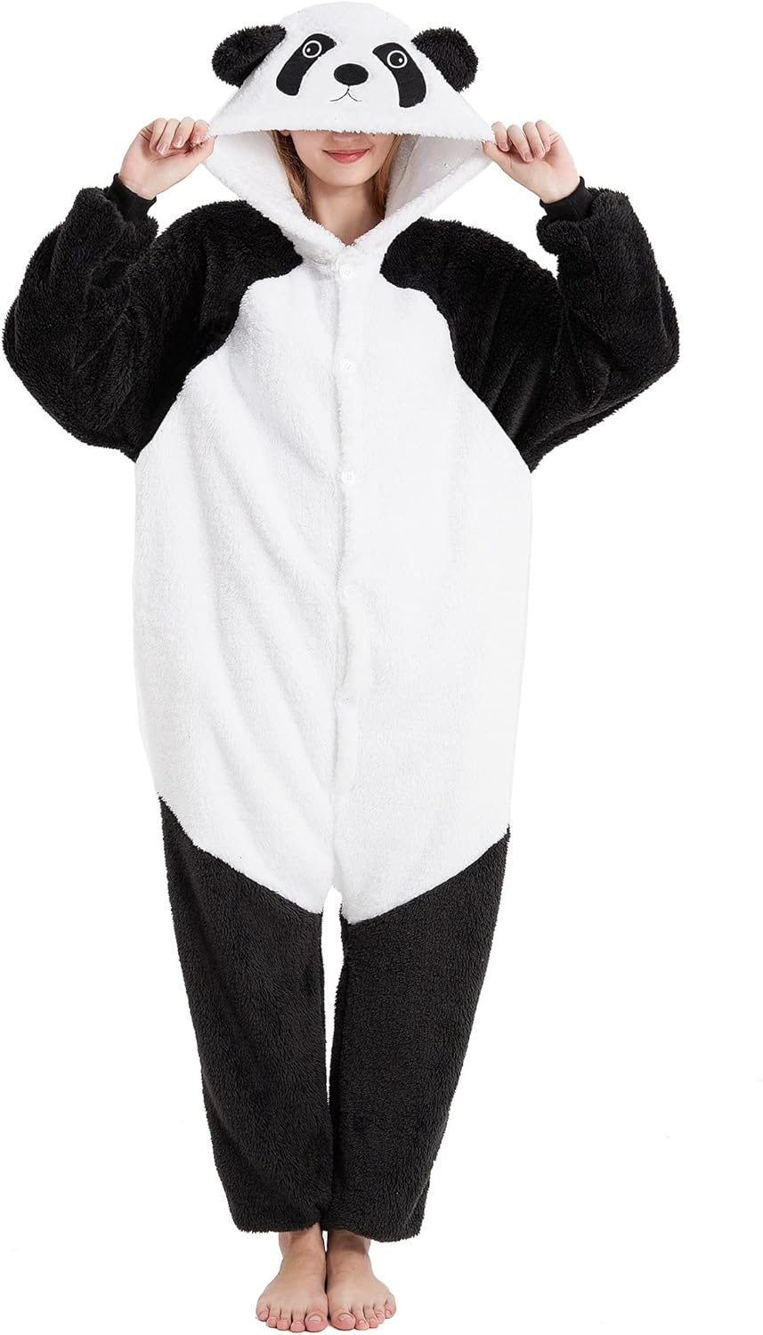 Panda Jumpsuit für Erwachsene – Unisex Tierkostüm für Karneval
