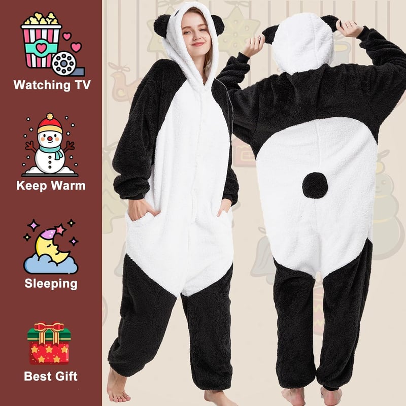 Panda Jumpsuit für Erwachsene – Unisex Tierkostüm für Karneval