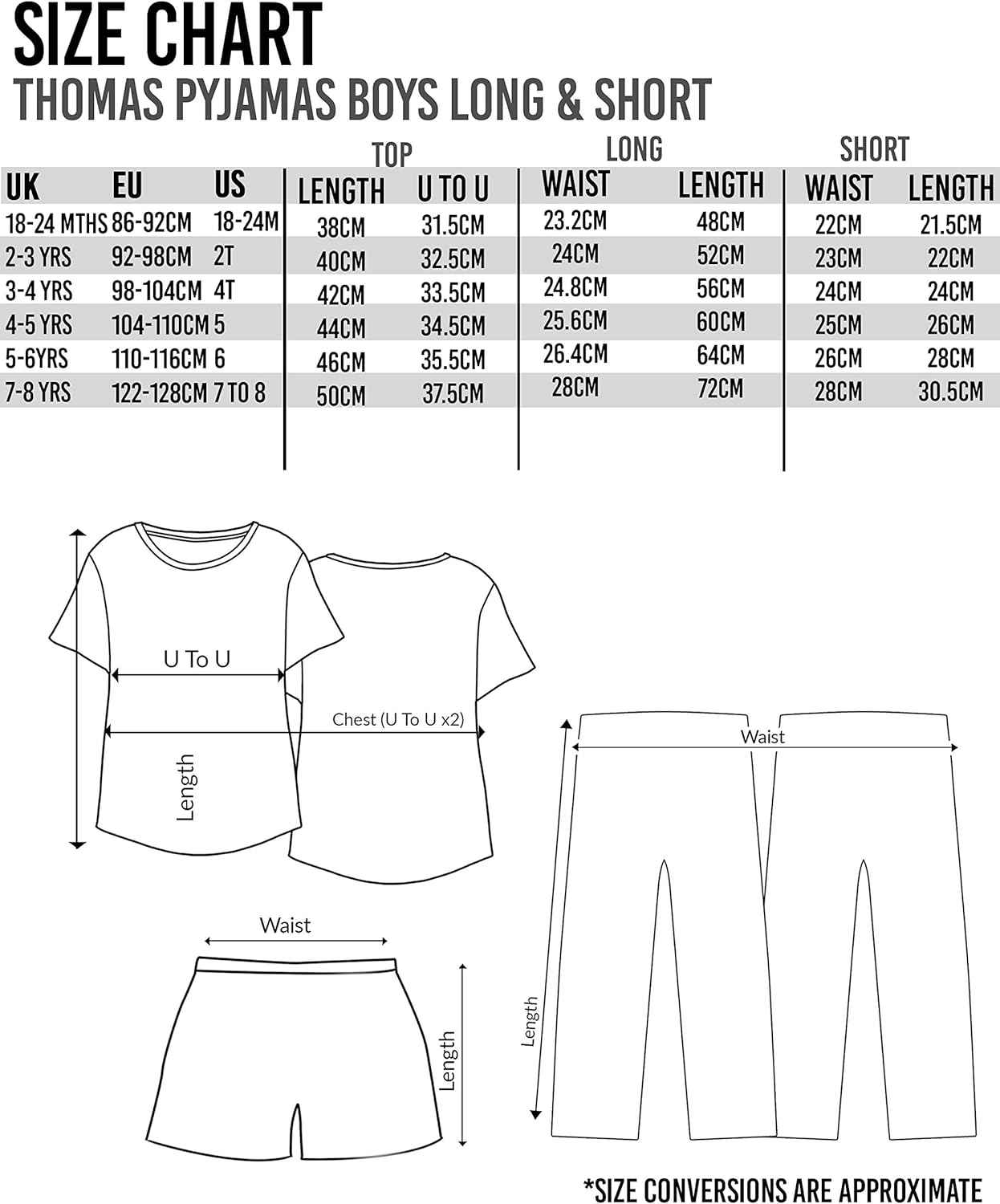 THOMAS & FRIENDS Pyjama für Jungen mit T-Shirt und langen/kurzen Hosen