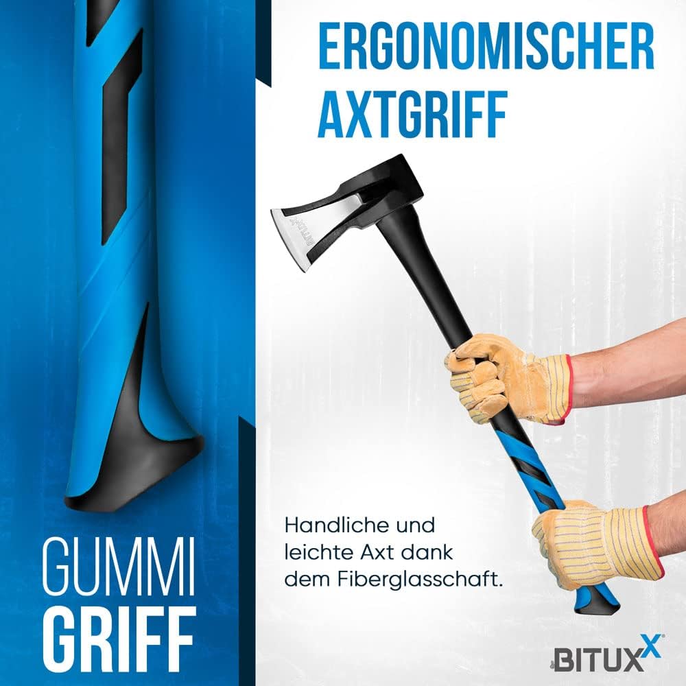 Spaltaxt Set mit Fiberglasgriff - Ideal für Garten und Wald