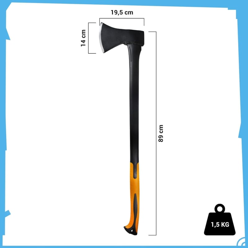 Spaltaxt mit Fiberglasstiel – 1500g für Garten und Outdoor