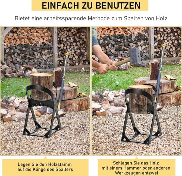 Outsunny Holzspalter aus Karbonstahl für Campen, handlich und leicht