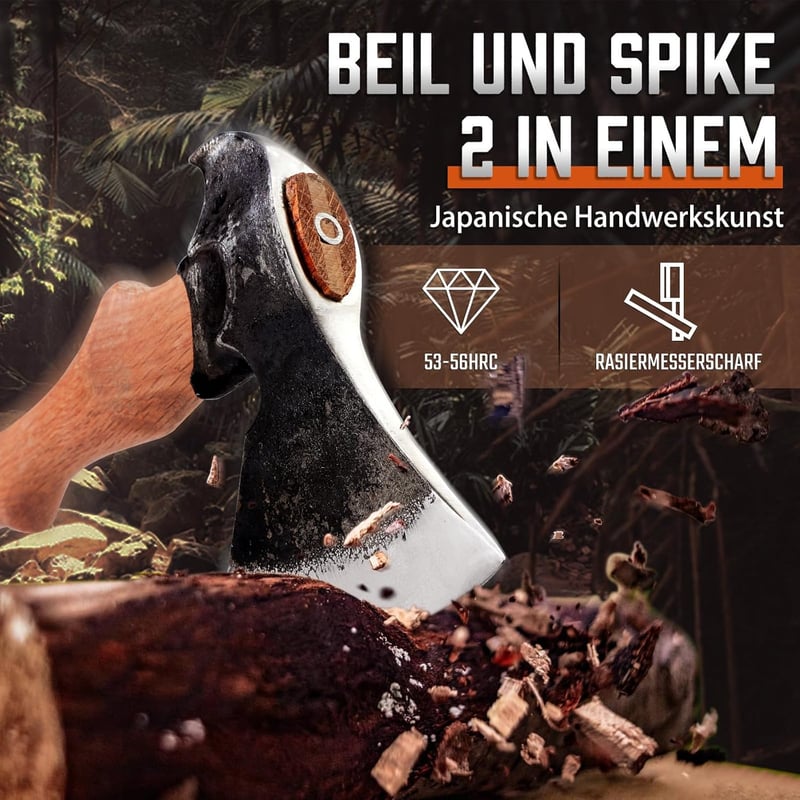 Handgeschmiedete Wikinger Spaltaxt 38cm für Camping und Trekking