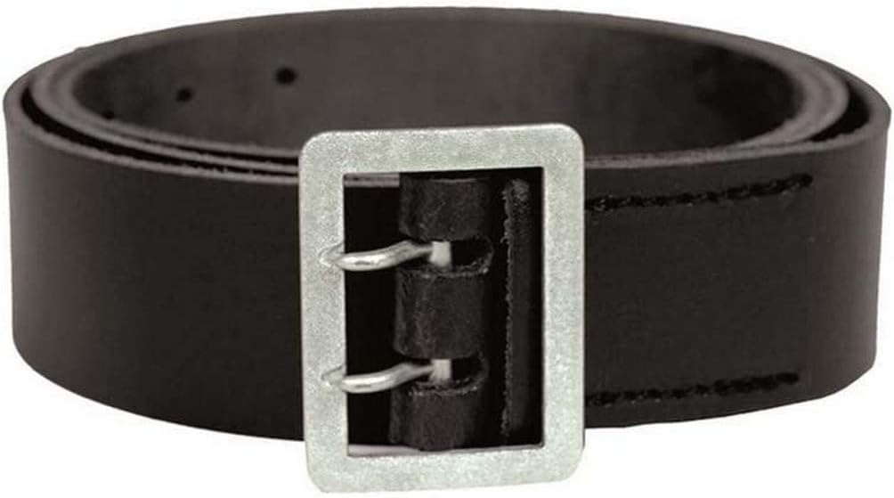 Militärischer Ledergürtel 2-Dorn für Unisex - Schwarz - Einstellbar