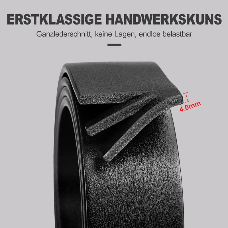 Schwarzer Ledergürtel für Herren mit Doppelzinke, robust für Jeans