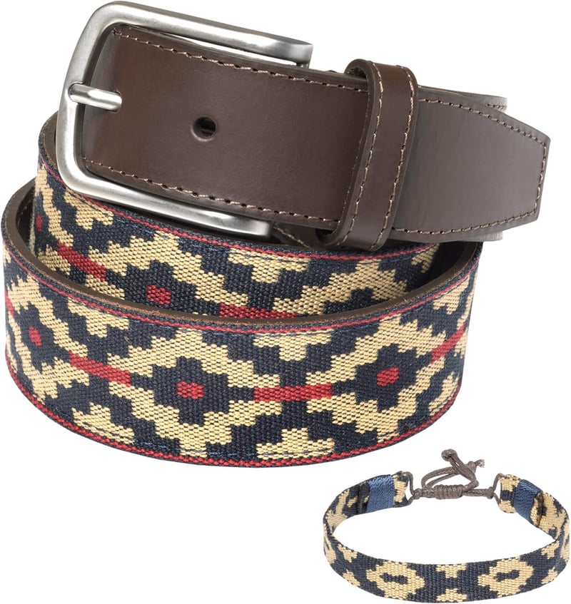 Argentinischer Ledergürtel mit passender Schnur und Armband für Paare