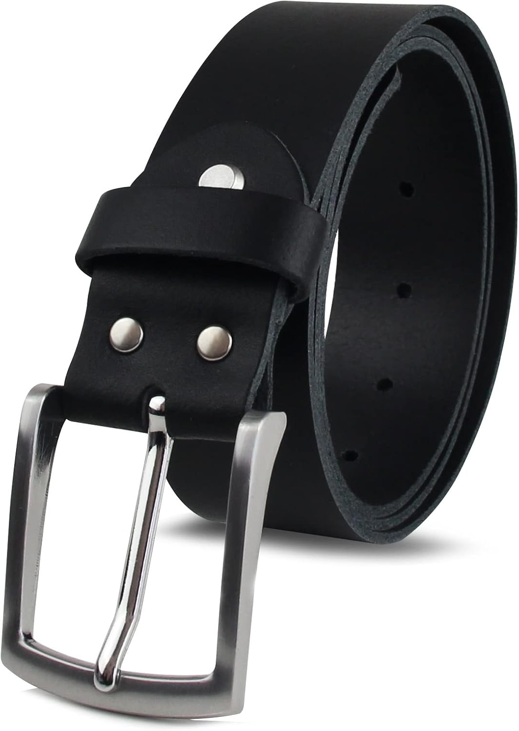 Handgemachter Ledergürtel aus Rindsleder für Männer, schwarz, 38mm