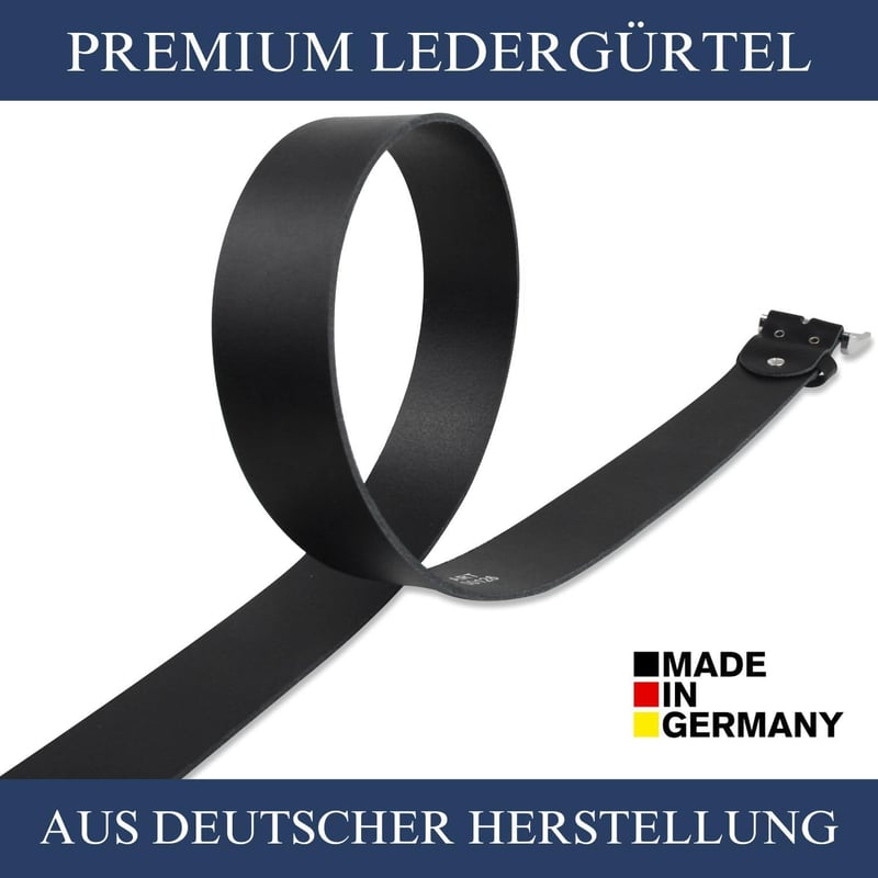 Handgemachter Ledergürtel aus Rindsleder für Männer, schwarz, 38mm