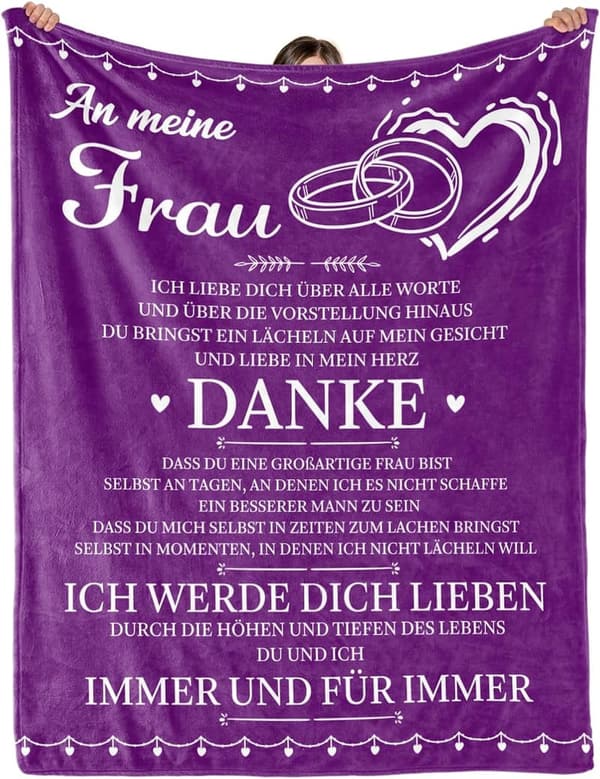 Muttertagsgeschenk: Gemütliche lila Überwurfdecke für die Ehefrau, 157 x 132 cm