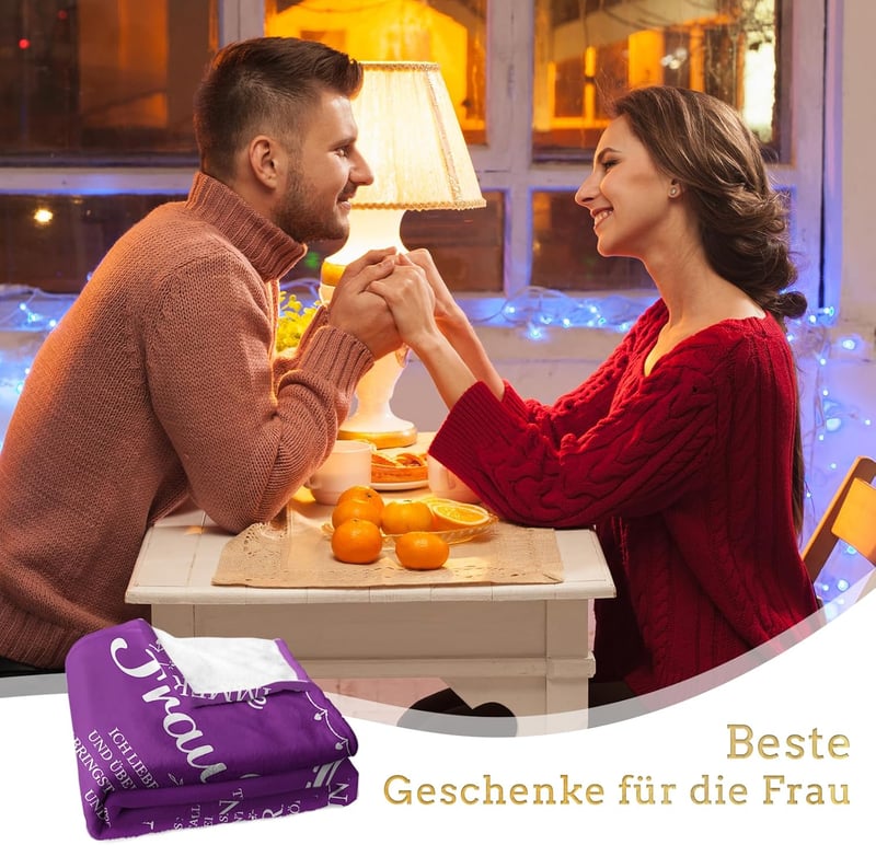 Muttertagsgeschenk: Gemütliche lila Überwurfdecke für die Ehefrau, 157 x 132 cm